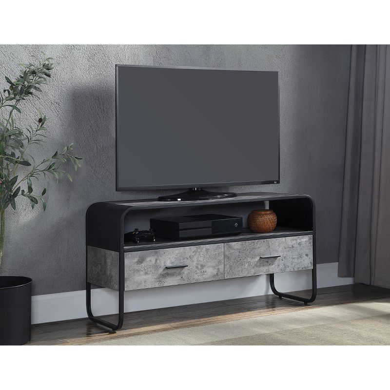 39&#34; Raziela TV Stand and Console Concrete Gray and Black Finish - Acme Furniture, 1 of 7