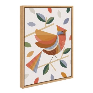 Kate & Laurel All Things Decor 18"x24" Sylvie Cardinal with Fall Leaves Framed Canvas Wall Art by Carey Copeland - 1 of 4