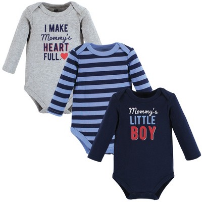 Image of Hudson Baby Infant Boy Cotton Long-Sleeve Bodysuits, Mommys Little Boy, 0-3 Months