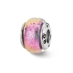 Black Bow Jewelry Purple and Pink Dichroic Glass Sterling Silver Bead Charm - 1 of 3