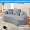 Mjkone Minimalist Curved Loveseat Sofa Couch,Chenille Upholstered 2-Seater Sofa with 3 Pillows,No Assembly Required - 3 of 4