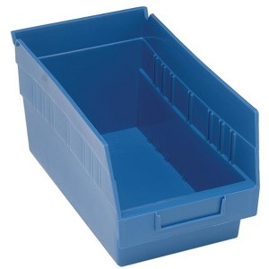 Quantum Storage Systems Economy Shelf Bin, Nesting, 11-5/8"W X 6-5/8"D X 6"H, (7) Divider Slots, Rear Hanglock, - 1 of 1