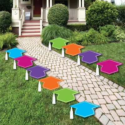 Big Dot of Happiness Hats Off Grad Graduation Lawn Decorations - 10 Piece