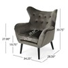 Modern Velvet Curved Wingback Chair, Upholstered Accent Chair, Button-Tufted Arm Chair with Oak Frame and Black Legs -Christopher Knight Home - 2 of 4