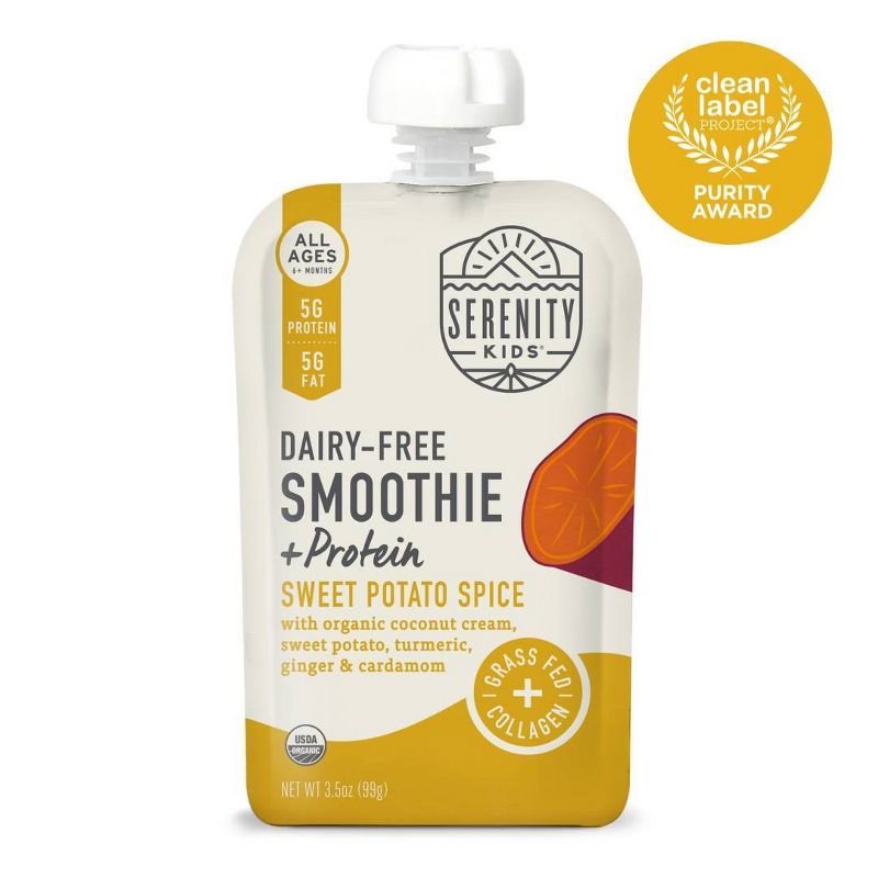 Serenity Kids Dairy Free Sweet Potato and Turmeric Smoothie + Protein Baby Meals - 3.5oz, 6 of 8