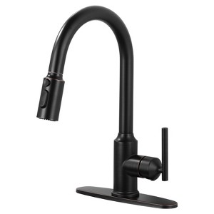 WOWOW Single-Handle Pull-Down Kitchen Faucet in Brushed Nickel - 1 of 4