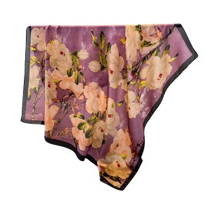 Anna-Kaci Women's Floral Print Satin Scarf Lightweight Square Wrap 35.4×35.4 Inches - 1 of 4