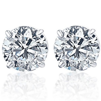 Pompeii3 .25Ct Round Brilliant Cut Natural Diamond Stud Earrings in 14K Gold Basket Setting