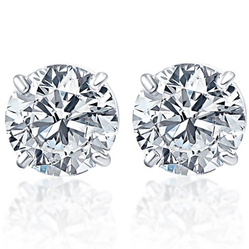 Pompeii3 .25CT Round Brilliant Cut Natural Diamond Stud Earrings In 14K  White Gold