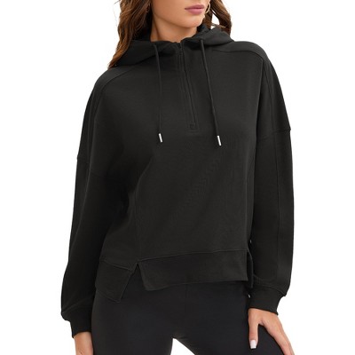 ATHLECHIC Women's Cropped Long Sleeve Half Zip Pullover Oversized Hoodie Sweatshirts