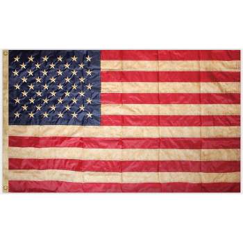 Northlight Patriotic Tea-Stained Embroidered Outdoor House Flag 60" x 36"