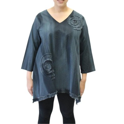 Women's Hand Painted Cotton Fringe Swirl Tunic - Modesce