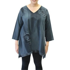 Women's Hand Painted Cotton Fringe Swirl Tunic - Modesce - 1 of 3