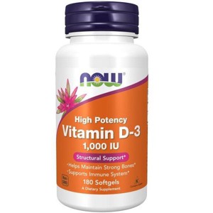Vitamin D3 1000 IU by Now Foods  -  180 Softgel - 1 of 3