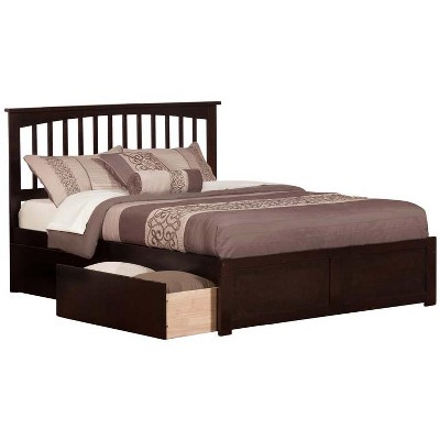 Atlantic Furniture Mission Queen Flat Panel Foot Board w/ 2 Urban Bed Drawers Espresso