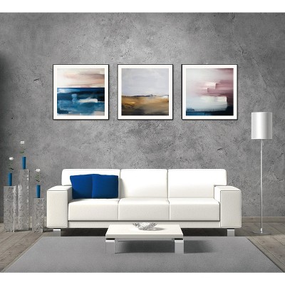 Whiteline Modern Living Isla 3-Piece 28"x28" (each) Canvas Wall Art, Black PS Frame