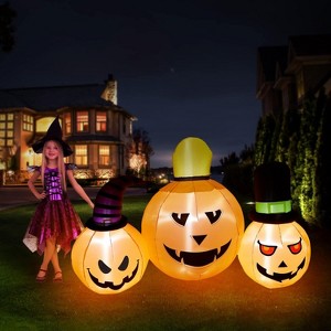 Pumpkins 3 PCS Halloween Inflatables Outdoor Decoration, 7.9FT Blow Up Yard Decoration Clearance for Holiday/Party/Yard/Garden - 1 of 4