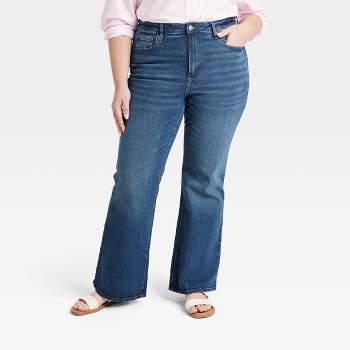 Women's Curvy High-Rise Medium Wash Vintage Flare Jeans, Women's Bottoms