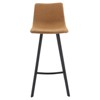 LeisureMod Elland Bar Stool in Leather Upholstery - Modern Counter Height Stool with Iron Legs and Footrest for Kitchen, Bar, and Pub, Set of 2 - 3 of 4