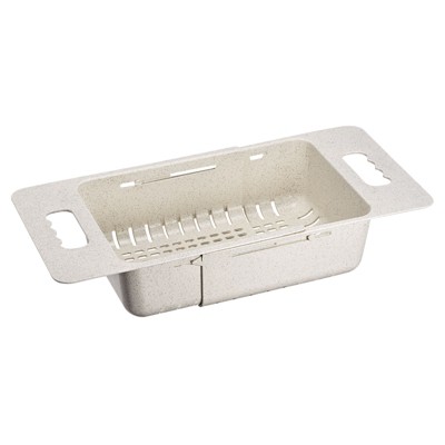 Unique Bargains Extendable Over the Sink Strainer Fruit Vegetable Wash Basket Adjustable Colander for Kitchen Plastic