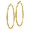 Black Bow Jewelry 3mm x 65mm 14k Yellow Gold Textured Round Hoop Earrings - 2 of 4