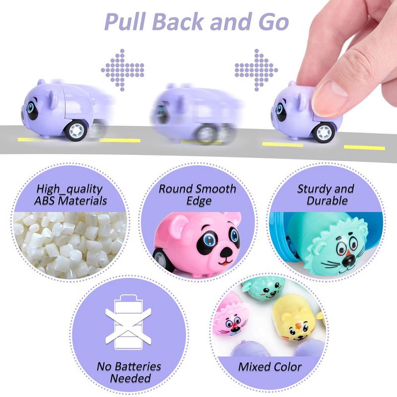 32 Pcs Easter Egg Filled with Pull Back Cars and Mini Animals for Easter Basket Stuffers, Party Favors, Classroom Prizes, 3 of 8