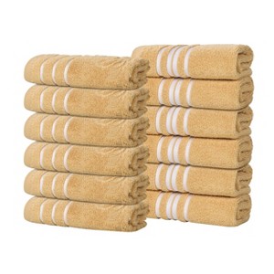 Zero Twist Cotton Solid and Floral Jacquard Face Towel Washcloth Set of 12 by Blue Nile Mills - 1 of 4