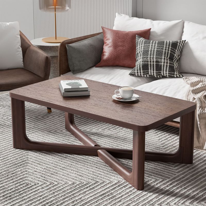 Neutypechic Wood Grain Tabletop Rectangle Coffee Table for Living Room, 3 of 8