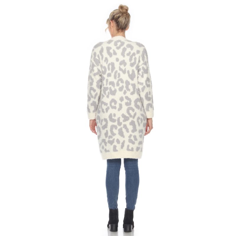Maternity Leopard Print Open Front High Pile Fleece Coat -White Mark, 4 of 6
