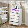 4 Drawer Double Dresser with Power Outlet, Accent Chests of Drawers with LED Light, Modern White Storage Dresser with Charging Station, White - 4 of 4
