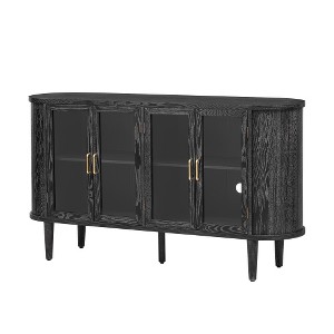ACEPANO 60 in. W Wood Sideboard Cabinet with Storage, Glass Doors and Adjustable Shelves-Black - 1 of 4