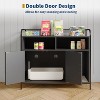 31.5 Inch Wooden Cat Litter Box Enclosures, Metal Frame & Storage, Hidden Litter Box End Table,Pet House with Barn Door,Large Capacity - 3 of 4