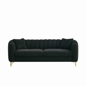 85" Modern 3 Seater Sofa, Comfy Teddy Fabric Deep Couch with Gold Metal Legs  for Apartment or Living Room - Koiai - 1 of 4