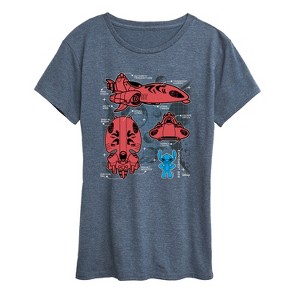 Women's - Disney - Stitch Ship Schematic Short Sleeve Graphic T-Shirt - 1 of 4