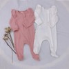 MyKids-Usa Baby Girl Solid Color Elastic Cotton Romper Jumpsuit - 2 of 4