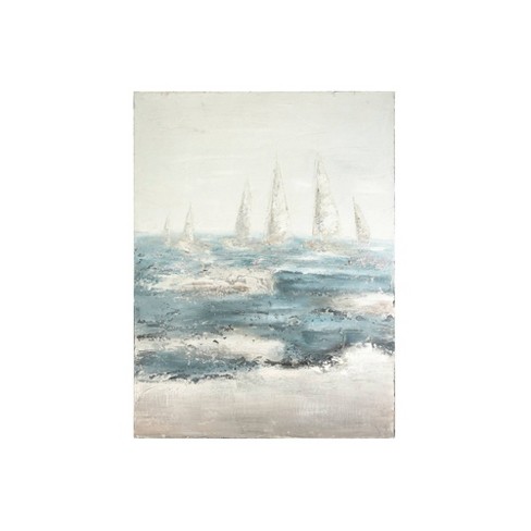 47 5 Hand Painted Sailboats On Stormy Ocean Framed Wall Canvas Art 3r Studios Target