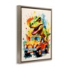 Stupell Industries Riding In Back Dino Car Floating Frame Canvas Art - 2 of 4