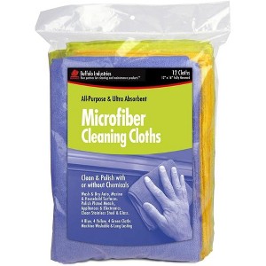 Buffalo Industries Ultra Absorbent Microfiber Cleaning Cloths 12-pack, 12"x16" - Gentle, Streak-Free for Glass, Home & Kitchen - 1 of 3