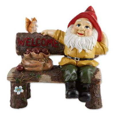 14" Polyresin Greeting Sign Garden Gnome - Zingz & Thingz