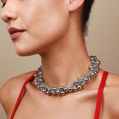 SOHI Women's Crystal Silver Casual Choker Necklace