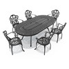 (7-PC)Premium Black Cast Aluminum Patio Set - Weather-Resistant Outdoor Table & Chairs with Beige Cushions, Umbrella Hole Included - 3 of 4