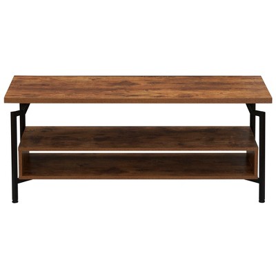 Rustic Hickory Architectural Multi-Tier Wood TV Stand