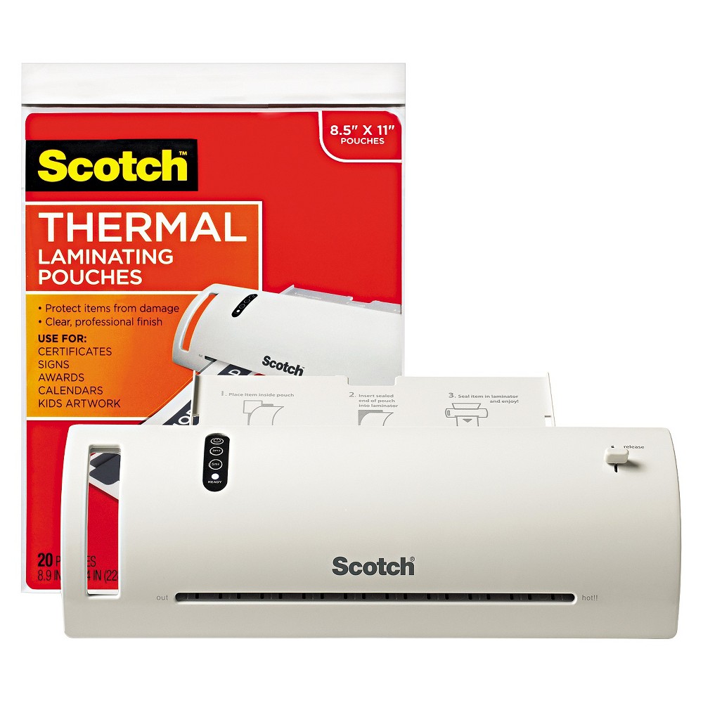 Scotch Thermal Laminator Combo Pack, Includes 20 Letter-Size Laminating Pouches, Holds Sheets up to 8.5" x 11(TL902VP)