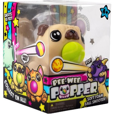 Hog Wild Pee Wee Pug Ball Popper Toy - Includes 4 Soft Foam Balls - Squeeze to Pop Balls Up to 15 Feet - Gift for Kids, Boys & Girls