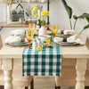 Design Imports  Teal Heavyweight Check Fringed Table Runner 14X108 - 3 of 4