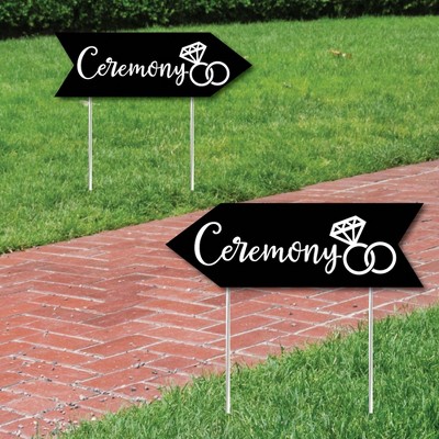 Big Dot of Happiness Black Wedding Ceremony Signs - Wedding Sign Arrow - Double Sided Directional Yard Signs - Set of 2 Ceremony Signs