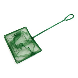 Unique Bargains Betta Aquarium Pond Plastic Coated Handle Fish Shrimp Skimming Net Green - 1 of 4