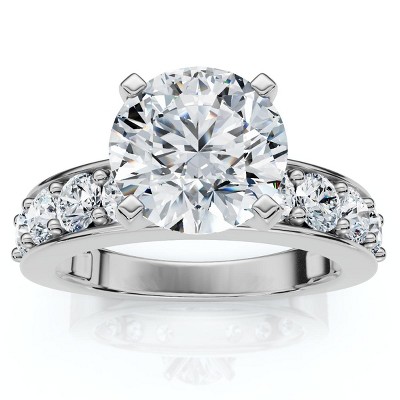 Pompeii3 Certified 2.90Ct Round Diamond Engagement Ring 14k Gold or Platinum Lab Created