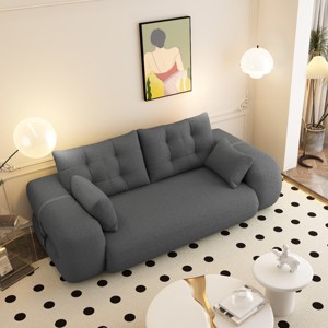 King Size Human Dog Bed, 3-in-1 Foldable Sofa Couch with Surroundings, Teddy Fabric Foam-Filled Sleeper Floor Sofa for Living Room-Baofuwish - 1 of 4