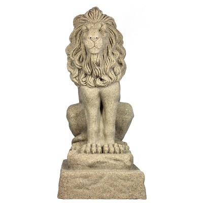 28" Sandstone Resin Guardian Lion Statue